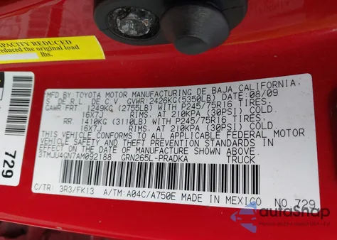 2010 Toyota Tacoma Prerunner V6 from USA, damaged, VIN 3TMJU4GN7AM092188